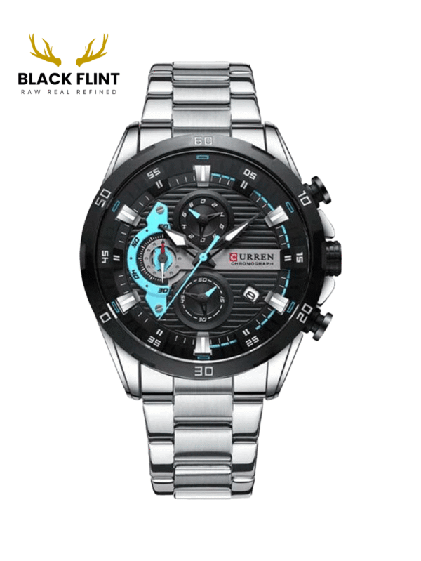 CURREN 8402 Men's Stainless Steel Watch - Silver Black Blue