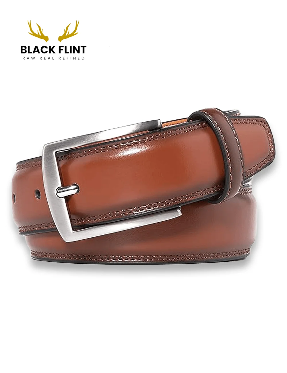 Classic Rexine Dress Belt with Silver Buckle