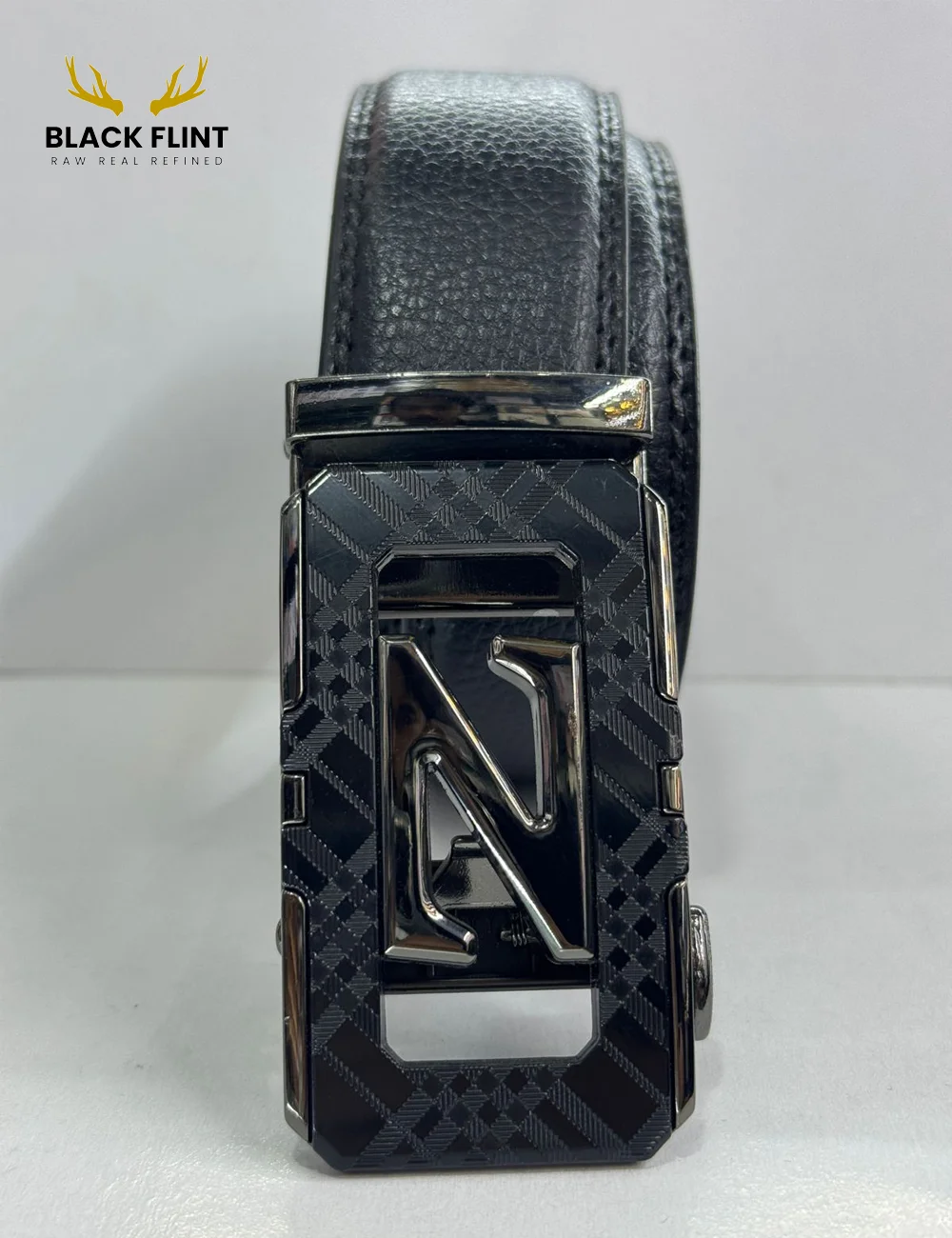 Luxury Black Leather Belt with Signature Buckle - Image 16