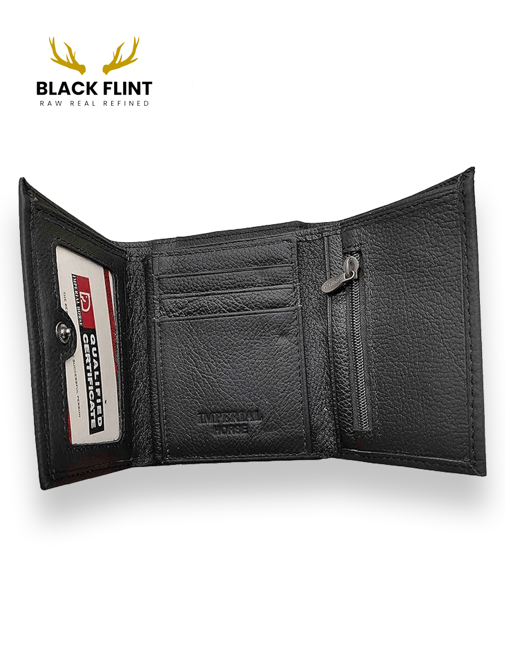 Black Flint Horse Imperial Vertical Leather Wallet – Sleek & Compact - Image 2
