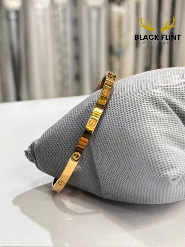 Stainless Steel Luxury Bangle – Black Flint Exclusive - Golden