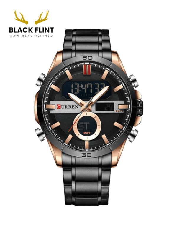 CURREN 8384 Men's Stainless Steel Watch - Black Rose