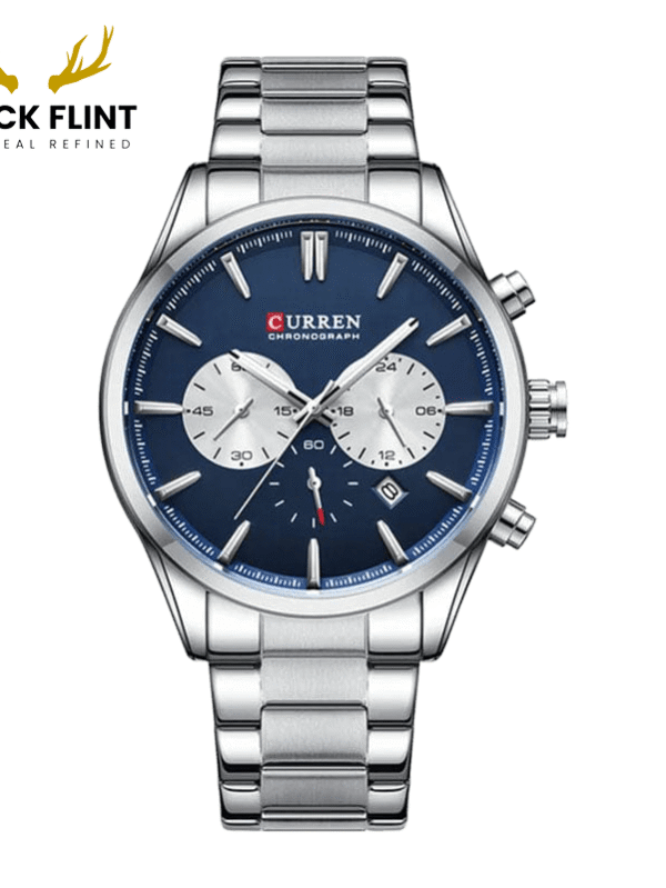 CURREN 8446 Men's Chronograph Watch - Silver Blue