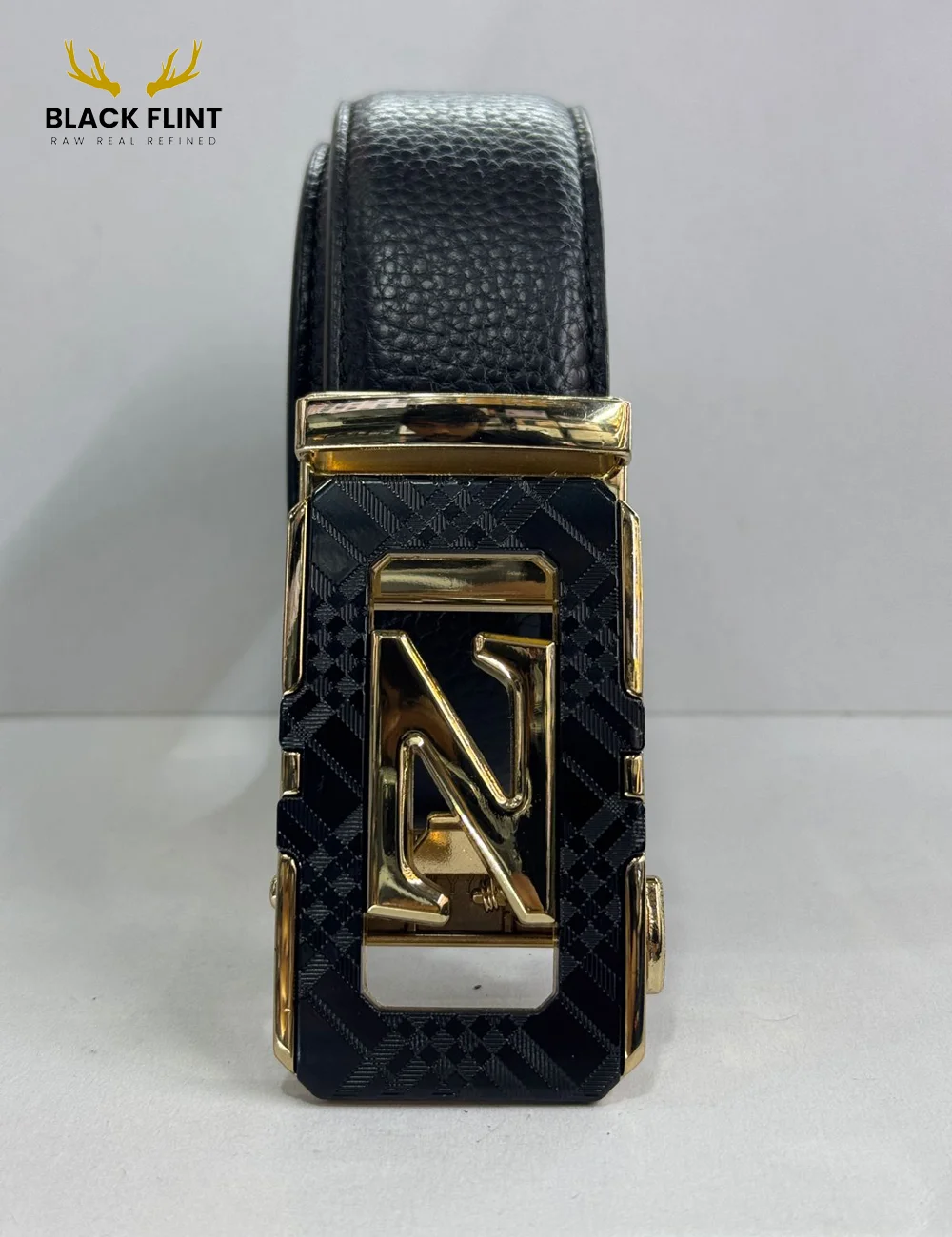 Luxury Black Leather Belt with Signature Buckle - Image 7