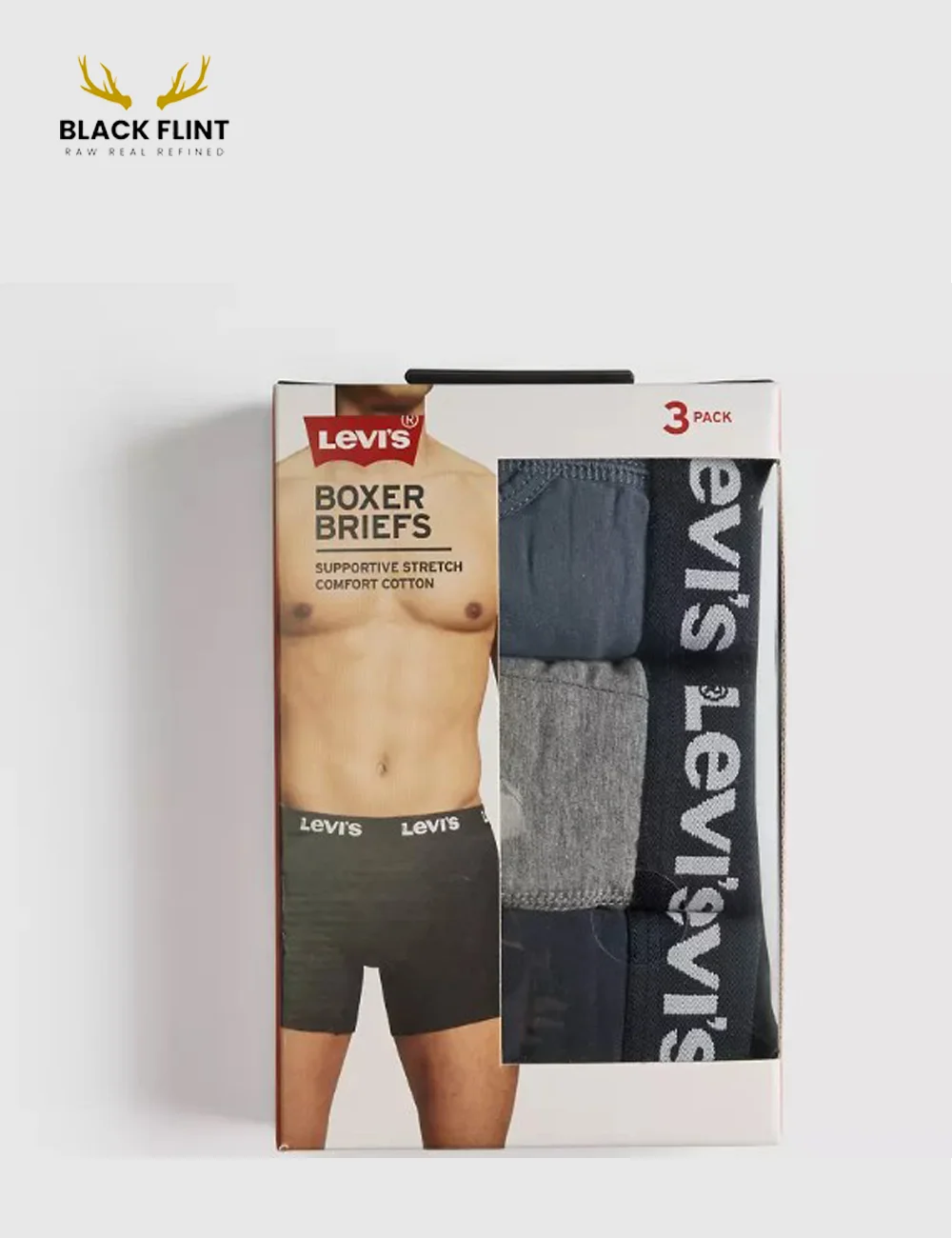 Levi’s 3-Pack Boxer Briefs Supportive Stretch Cotton