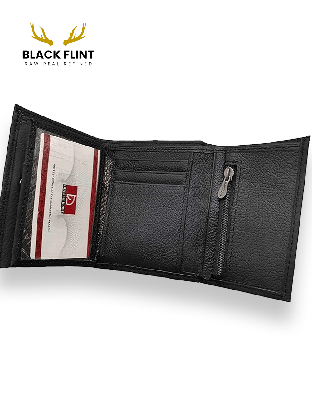 Black Flint Horse Imperial Vertical Leather Wallet – Sleek & Compact - Image 3