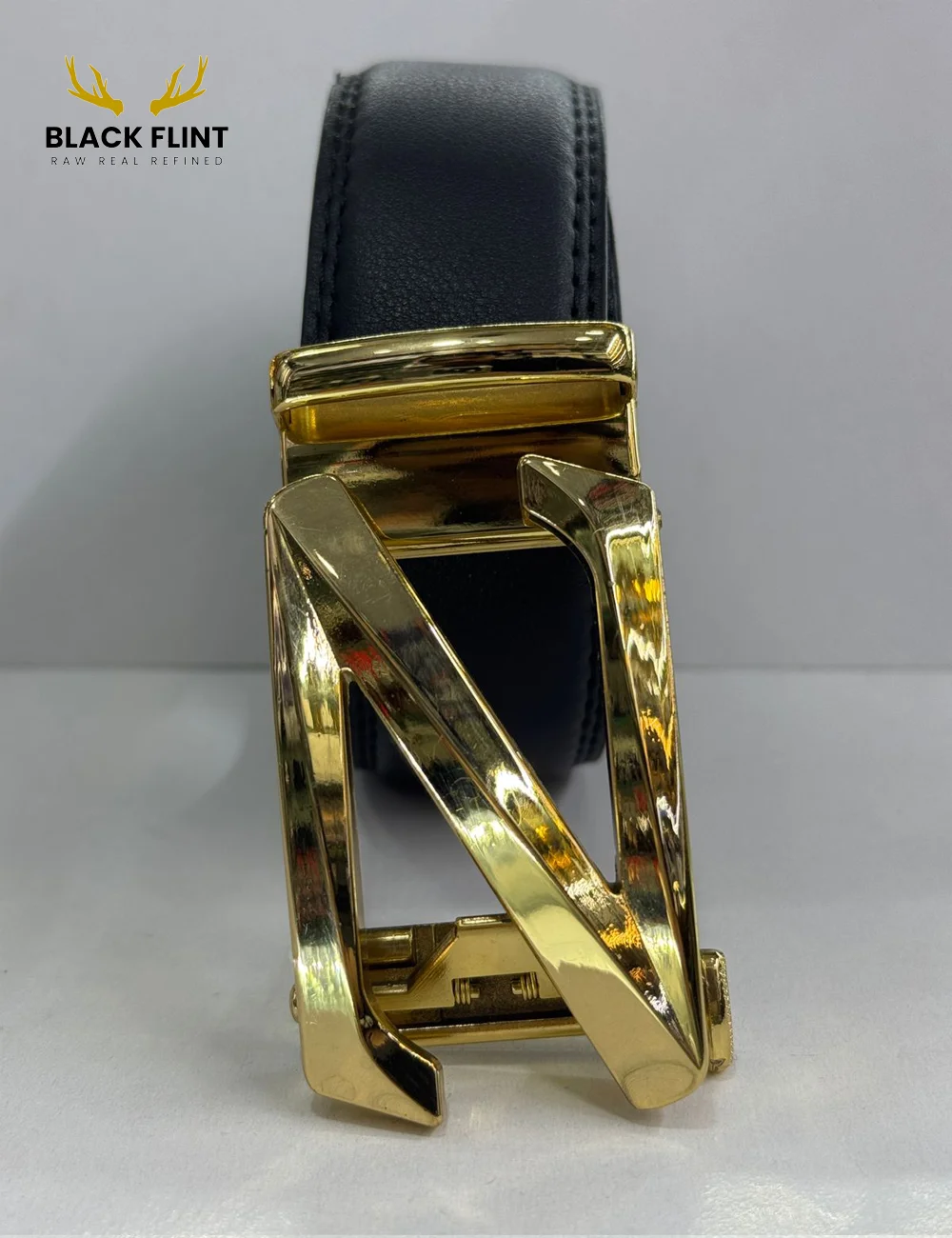 Luxury Black Leather Belt with Signature Buckle - Image 15