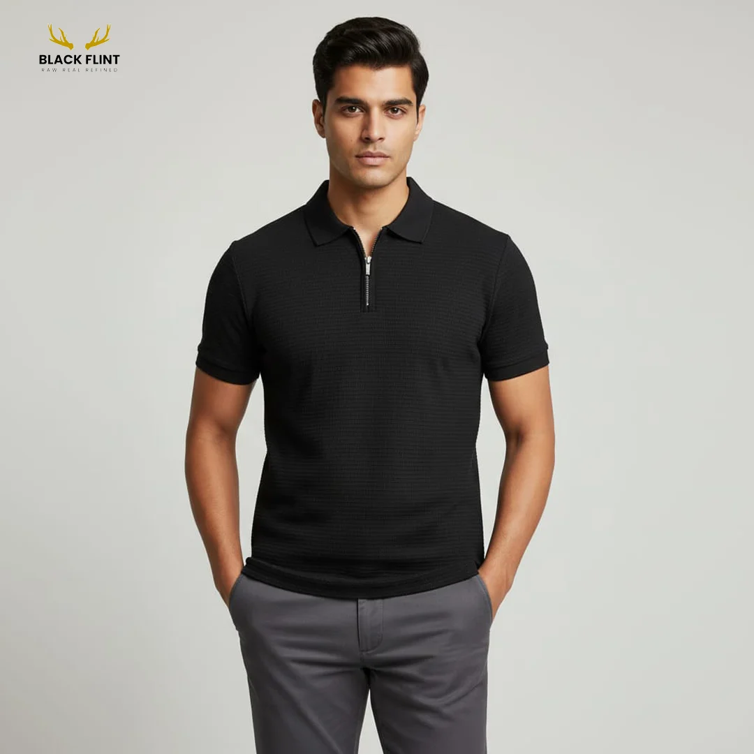 Textured Half-Zip Shirt