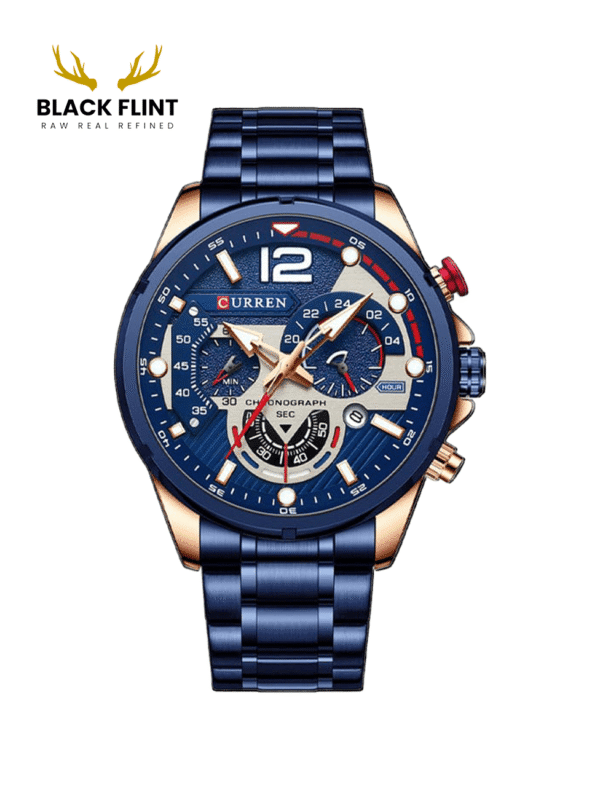 CURREN 8395 Men's Stainless Steel Watch - Blue Rose