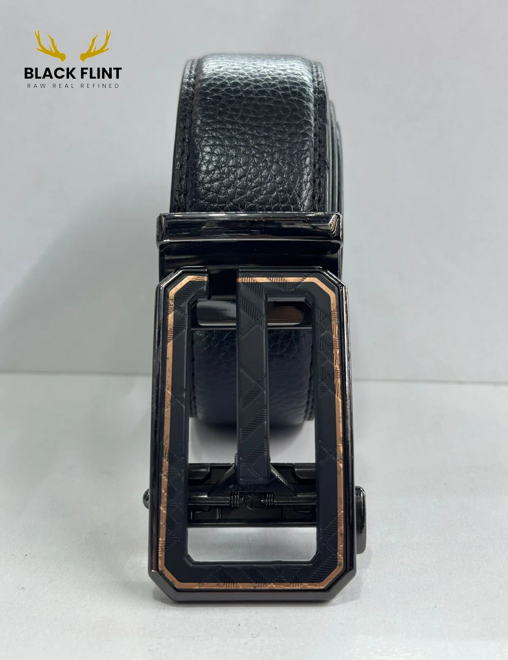 Luxury Black Leather Belt with Signature Buckle - Image 14