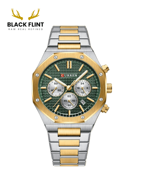CURREN 8440 Men's Chronograph Watch - Silver Gold Green