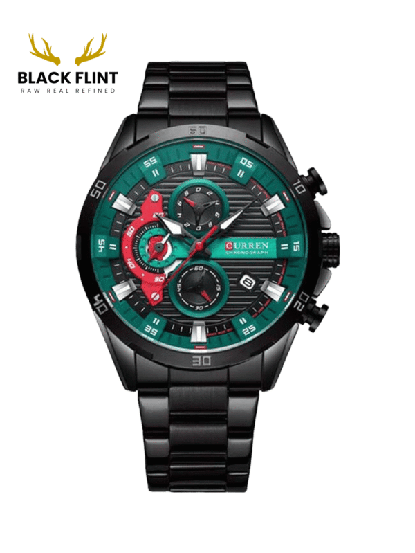 CURREN 8402 Men's Stainless Steel Watch - Black Green