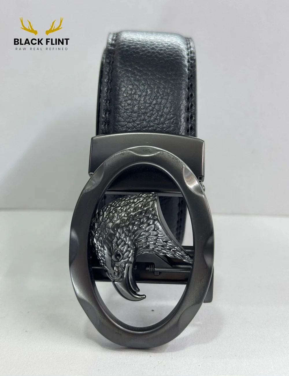 Luxury Black Leather Belt with Signature Buckle - Image 13