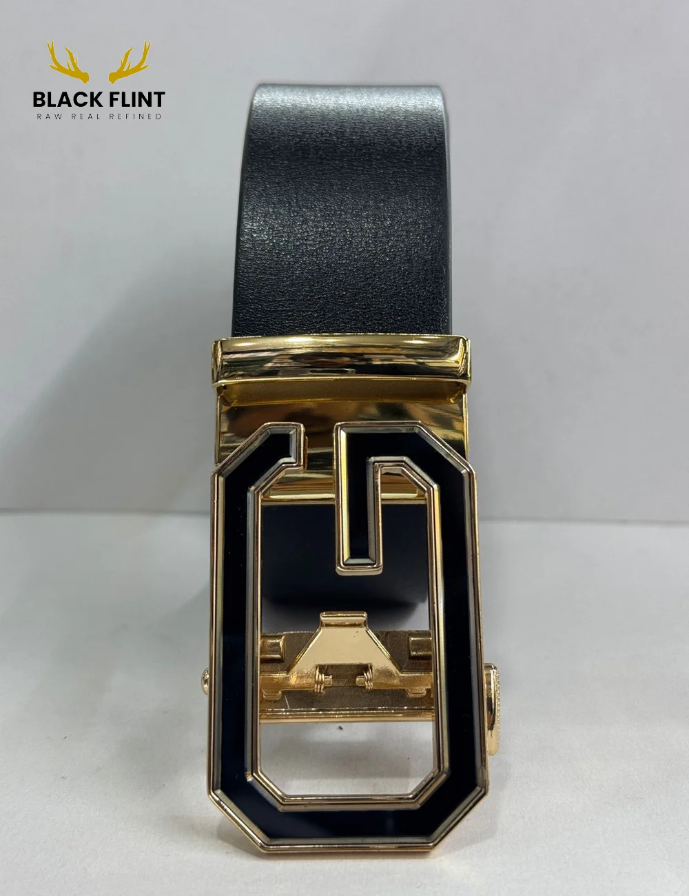Luxury Black Leather Belt with Signature Buckle - Image 12