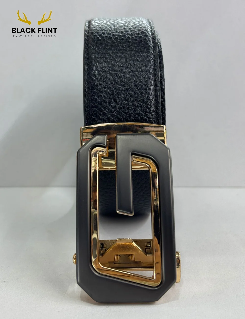 Luxury Black Leather Belt with Signature Buckle - Image 10