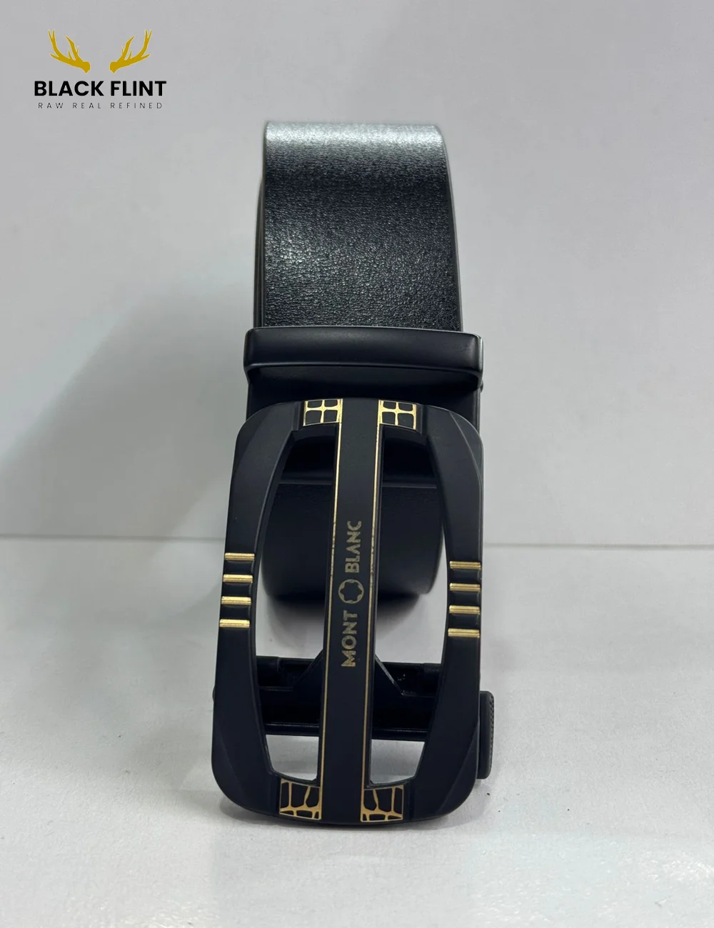 Luxury Black Leather Belt with Signature Buckle - Image 8