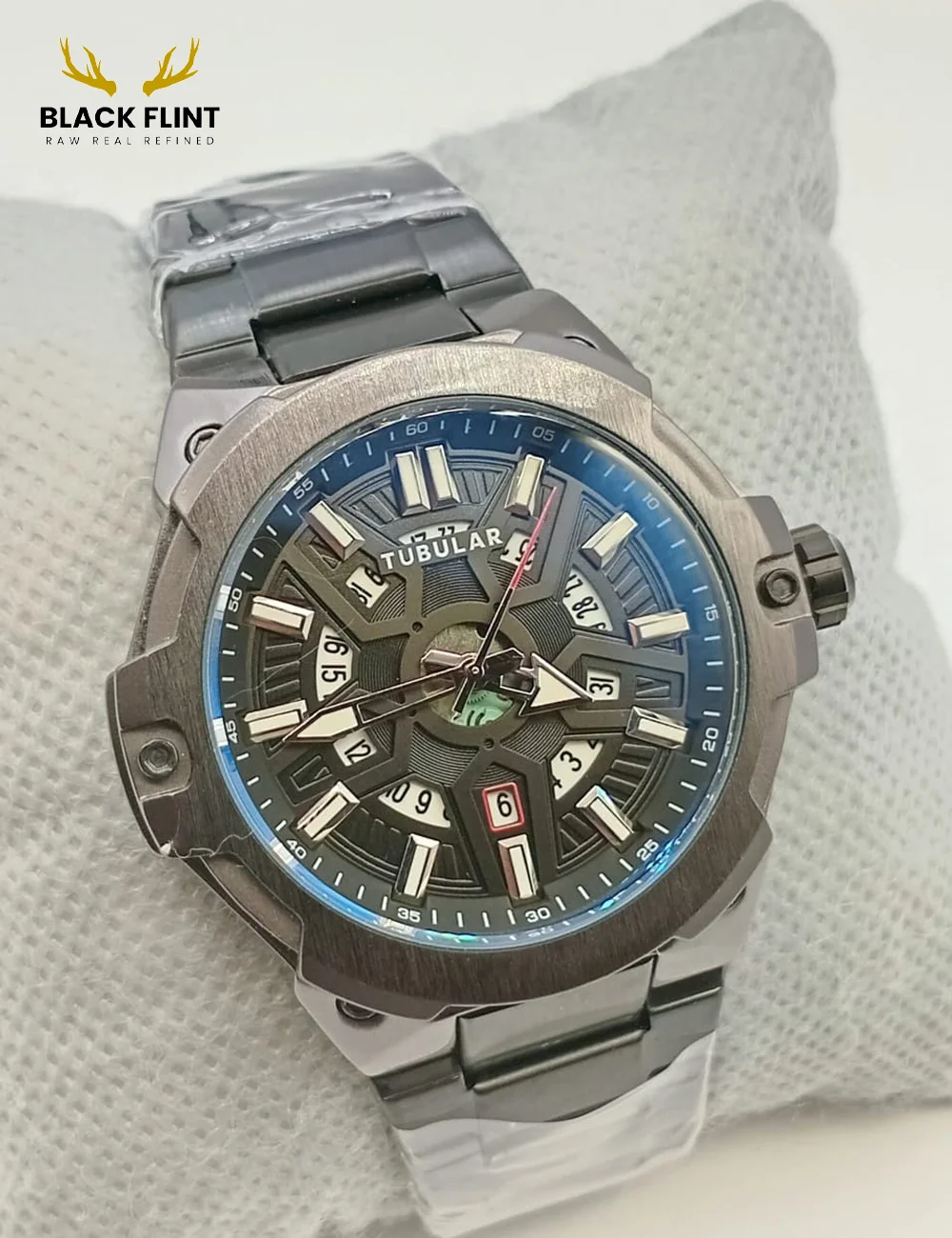 Tubular Chronograph – Stainless Steel Blue Dial Men’s Watch - Image 2