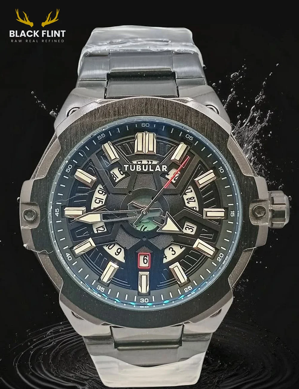 Tubular Chronograph – Stainless Steel Blue Dial Men’s Watch