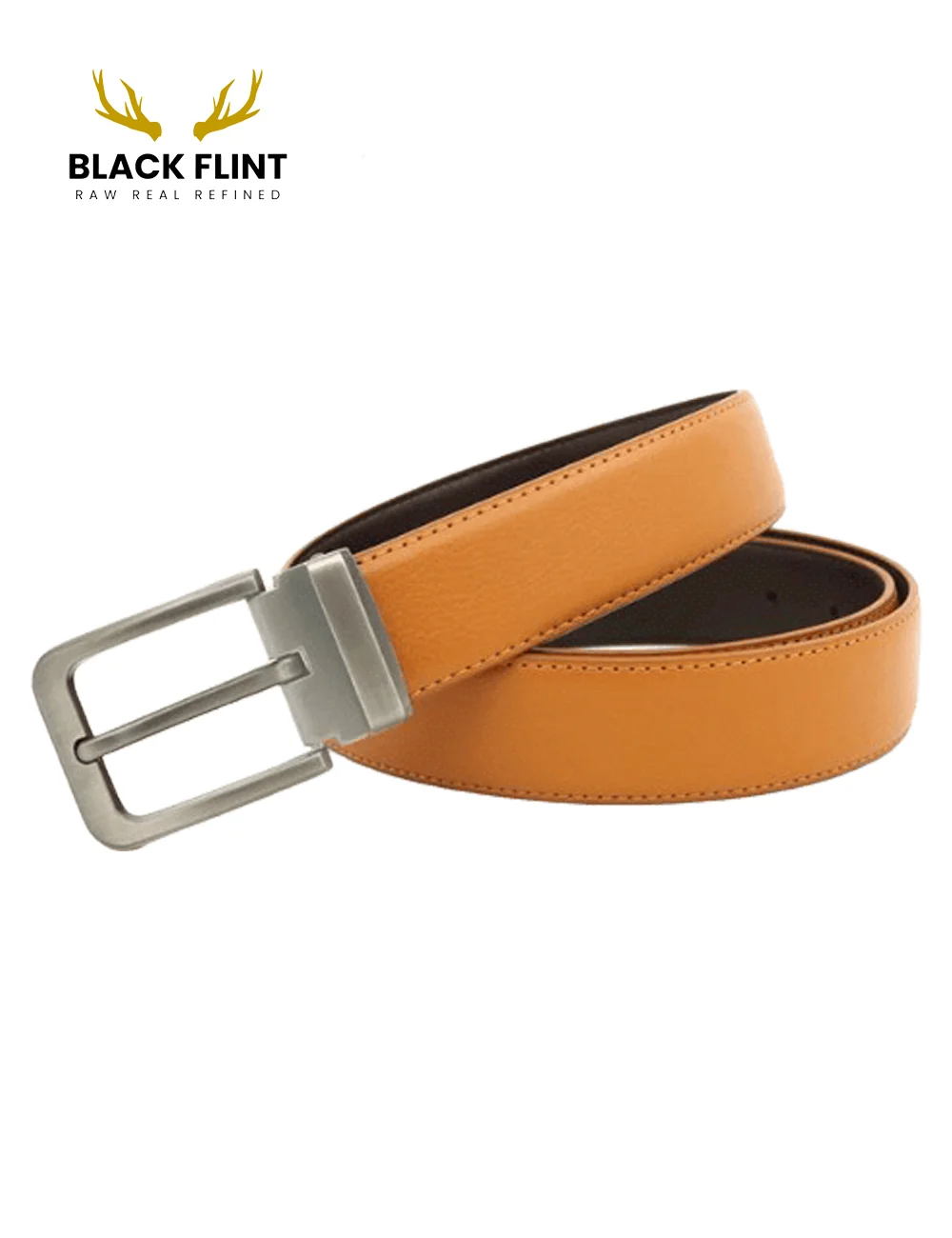Men's Classic Belt with Brushed Silver Buckle - Image 2