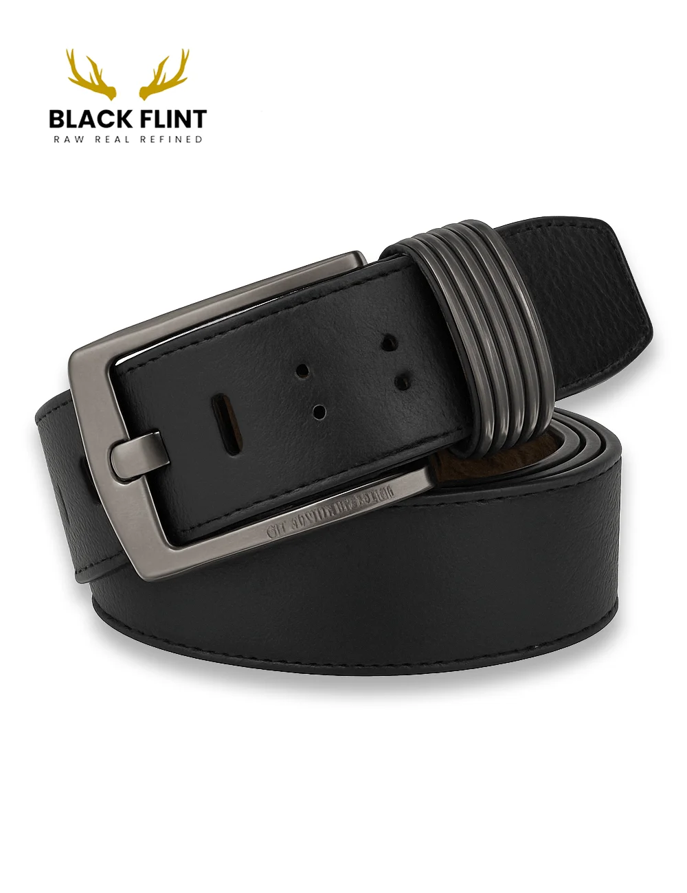 Premium Black Leather Belt with Gunmetal Buckle – Casual & Formal Wear - Image 2