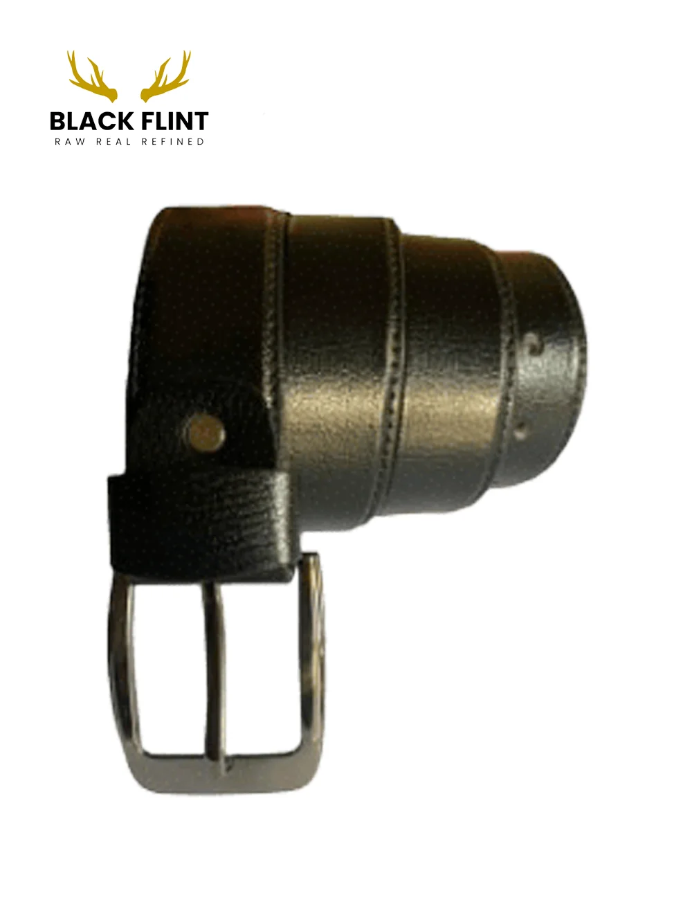 Classic Black Leather Belt with Polished Metal Buckle - Image 2