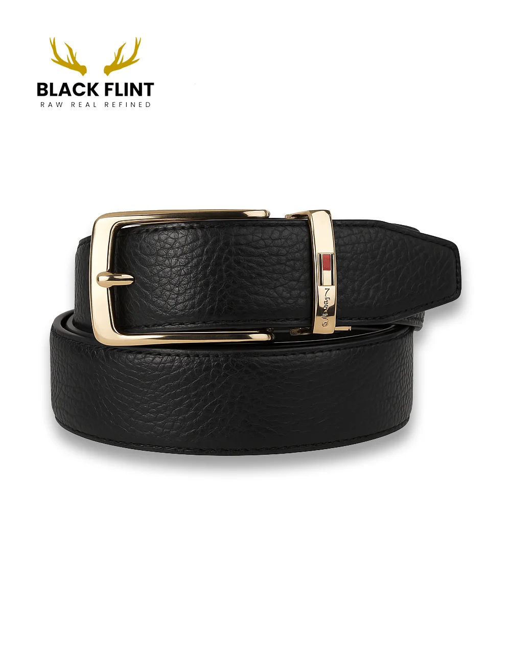 Premium Textured Leather Belt – Gold Buckle Edition