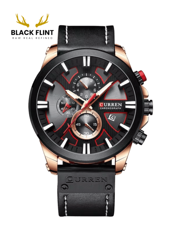 CURREN 8346 Men's Leather Straps Watch - Black Rose