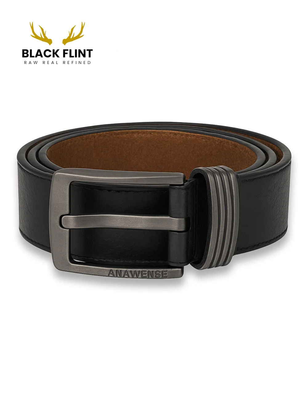 Premium Black Leather Belt with Gunmetal Buckle – Casual & Formal Wear - Image 3