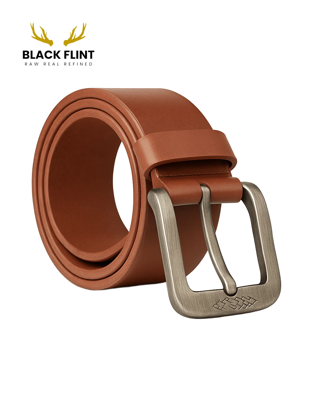 Classic Tan Belt with Engraved Metal Buckle - Image 2