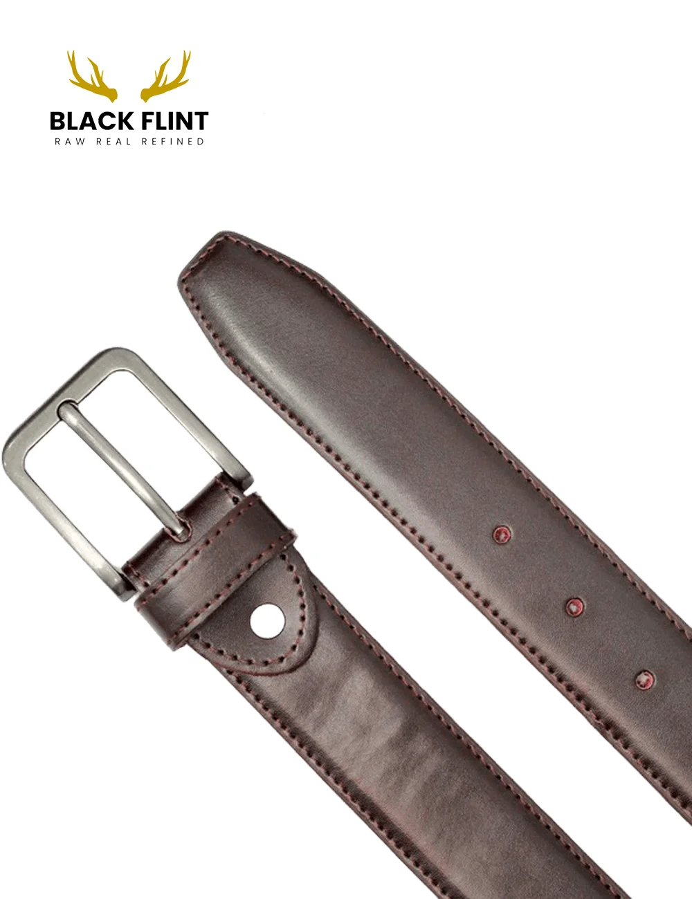 Men’s Dark Brown Belt Classic Polished Finish with Silver Buckle - Image 3