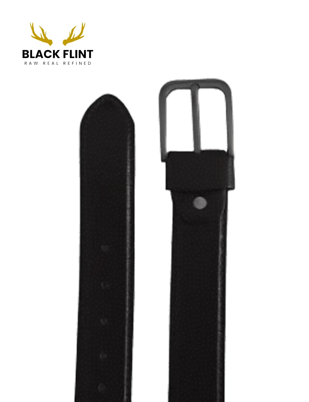 Classic Black Leather Belt with Polished Metal Buckle - Image 3