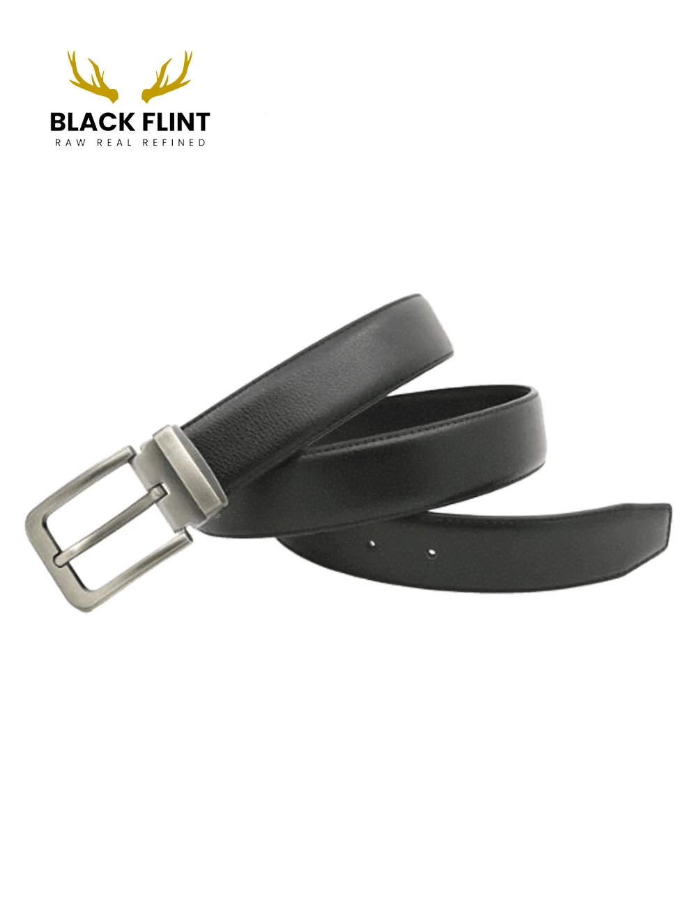 Men's Classic Belt with Brushed Silver Buckle - Image 4