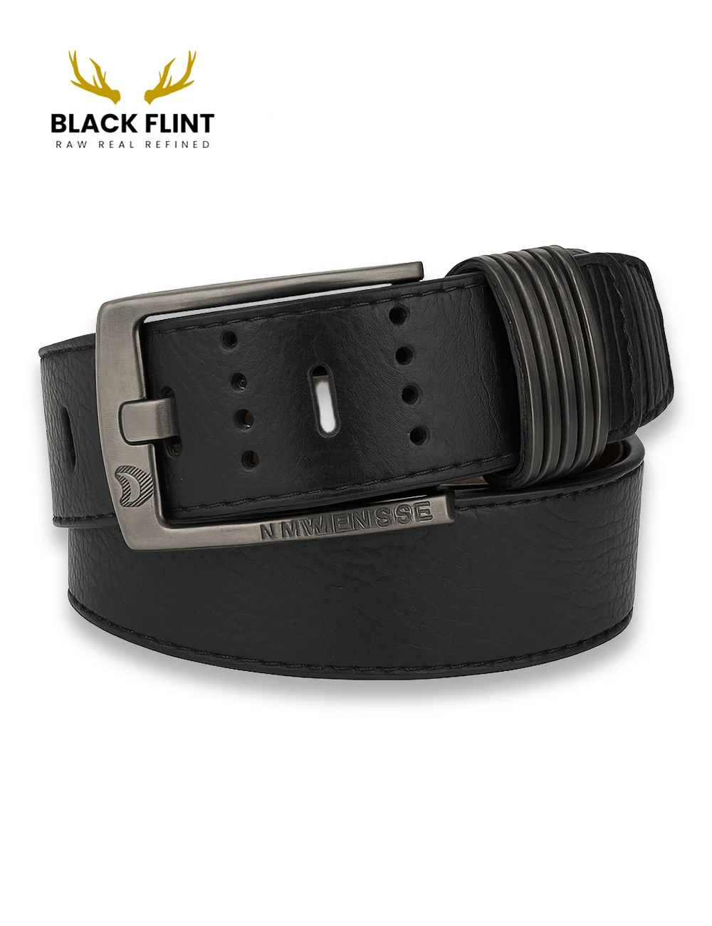 Premium Black Leather Belt with Gunmetal Buckle – Casual & Formal Wear