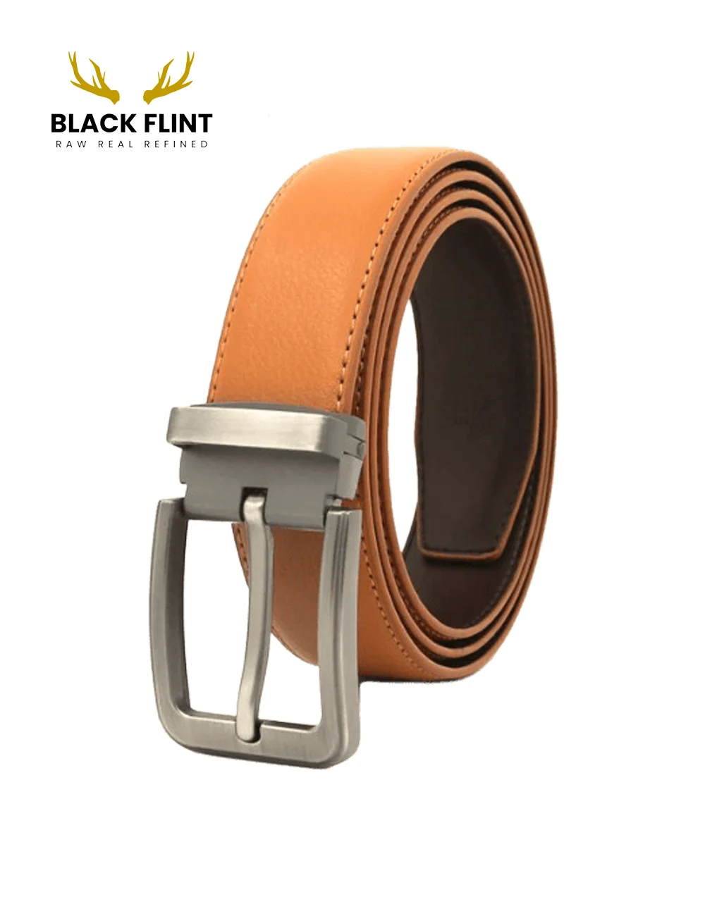 Men's Classic Belt with Brushed Silver Buckle