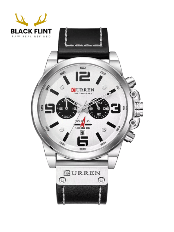 CURREN 8314 Men's Leather Straps Watch - Black White