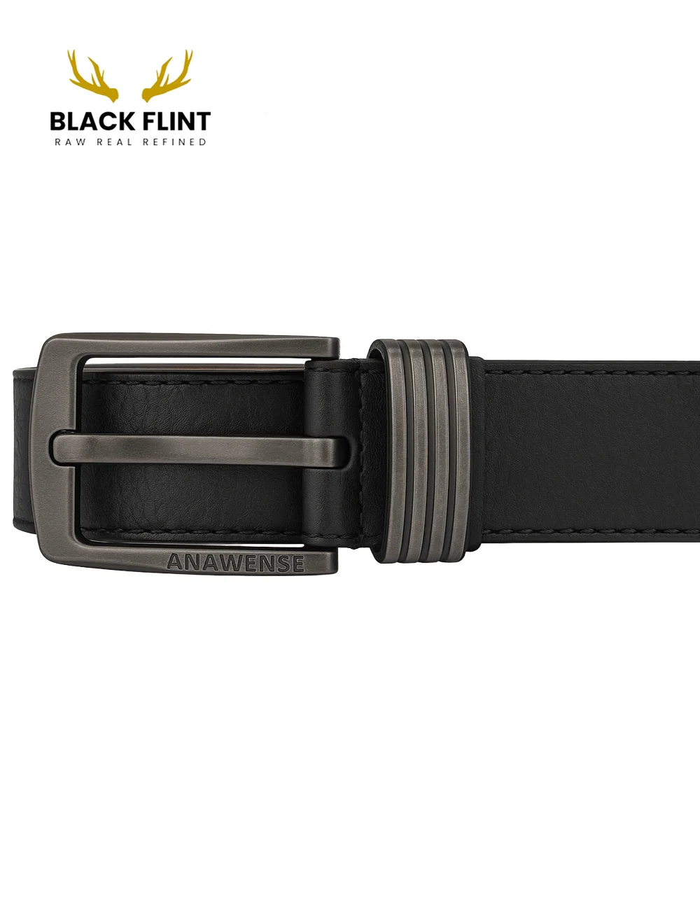 Premium Black Leather Belt with Gunmetal Buckle – Casual & Formal Wear - Image 4