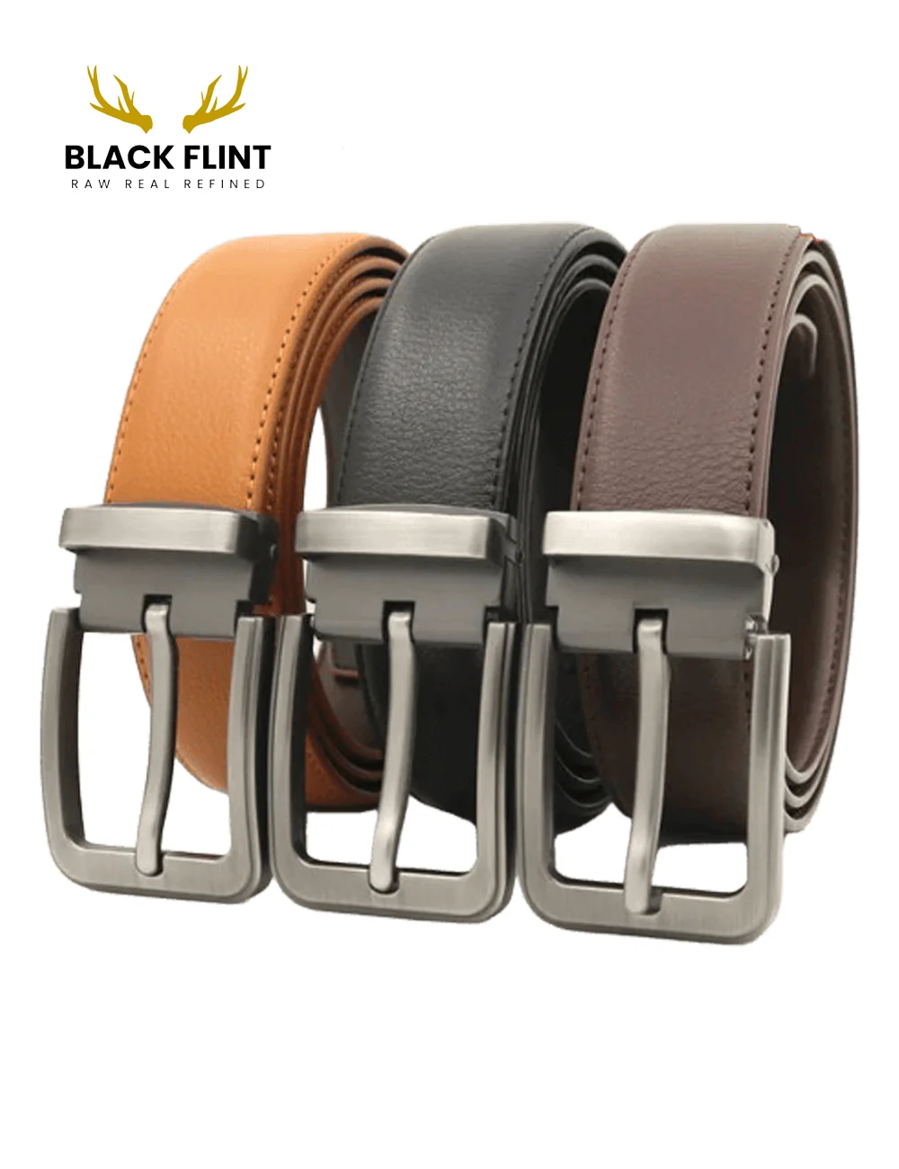 Men's Classic Belt with Brushed Silver Buckle - Image 7