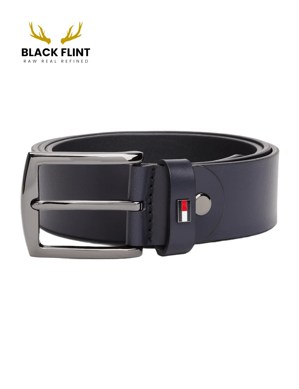 Genuine Leather Belt with Polished Silver Buckle - Image 2