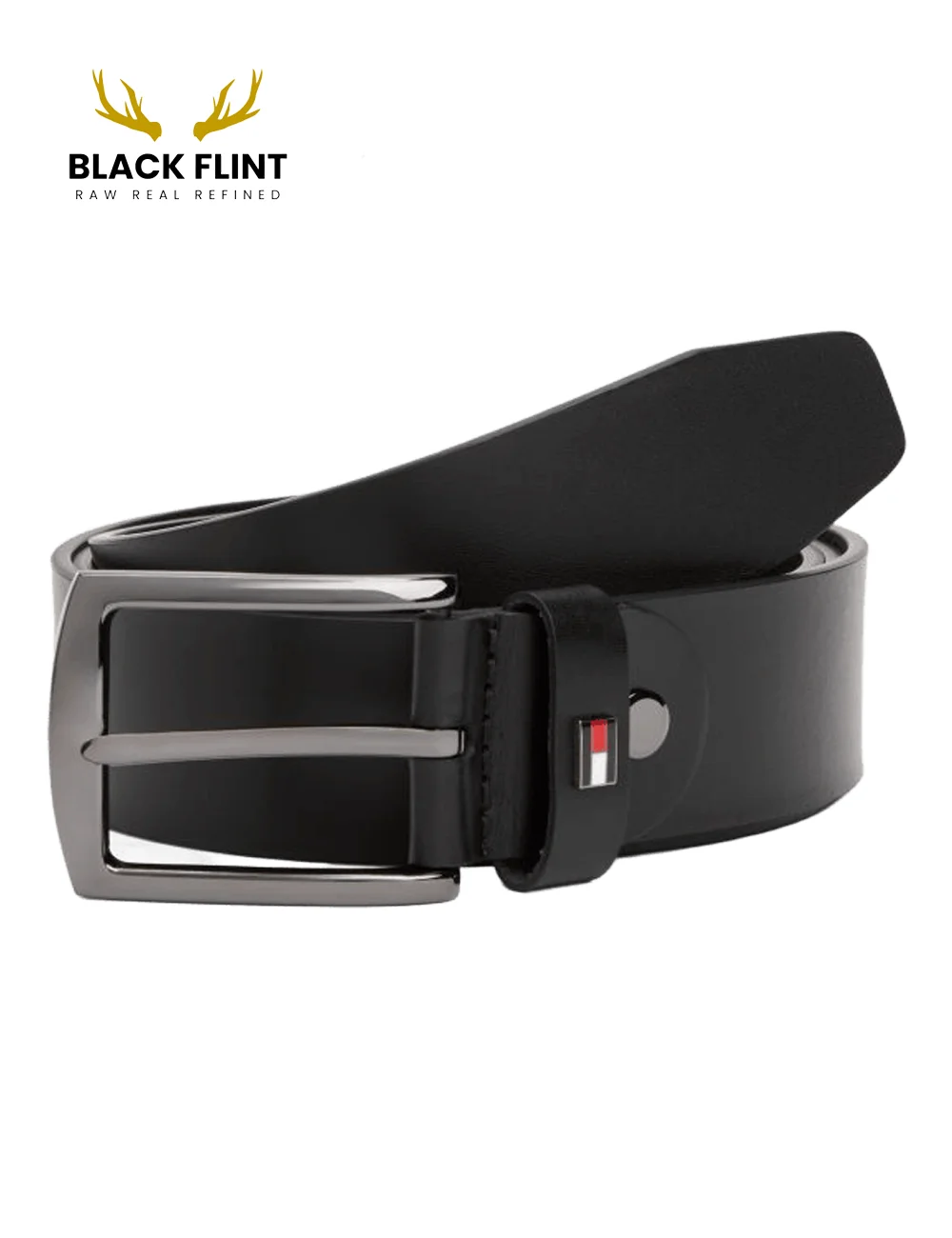 Genuine Leather Belt with Polished Silver Buckle