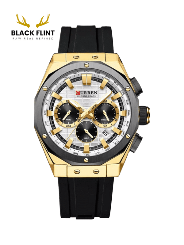 CURREN 8464 Men's Rubber Straps Watch - Black Gold