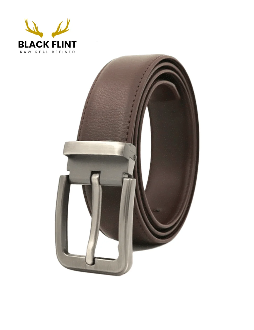 Men's Classic Belt with Brushed Silver Buckle - Image 5