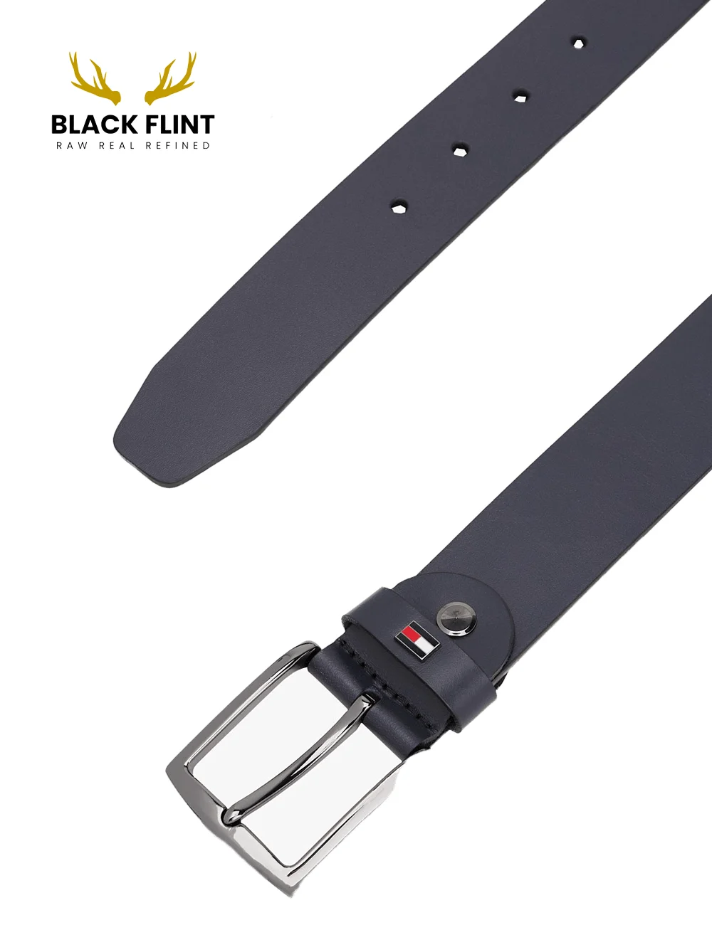 Genuine Leather Belt with Polished Silver Buckle - Image 4