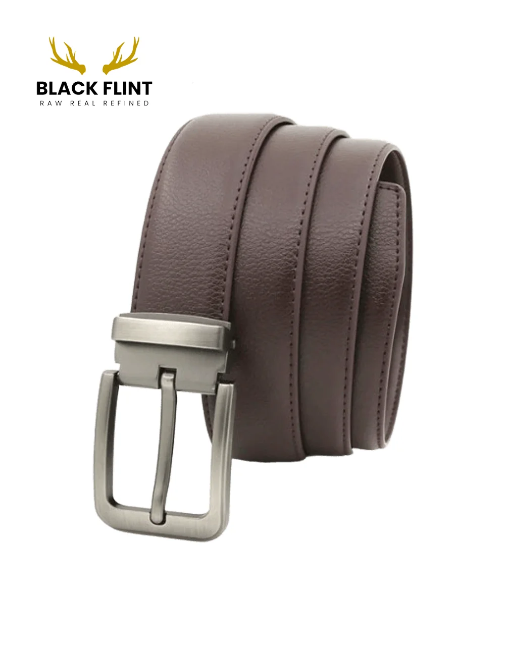 Men's Classic Belt with Brushed Silver Buckle - Image 6