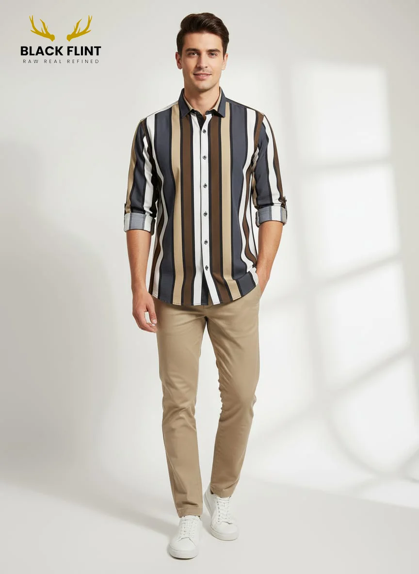 Men’s Striped Casual Shirt – Modern Smart Fit
